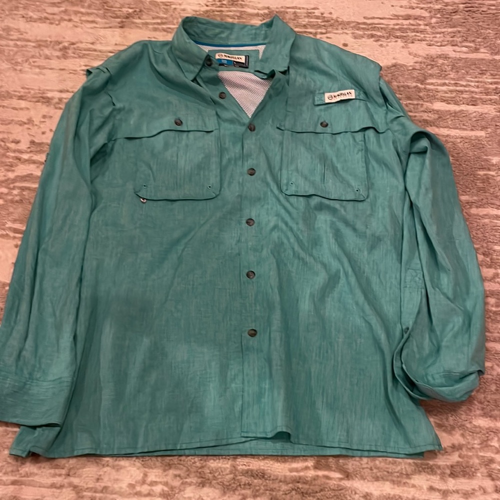 Magellan vented upf long sleeve button down. Moisture Wicking. Large